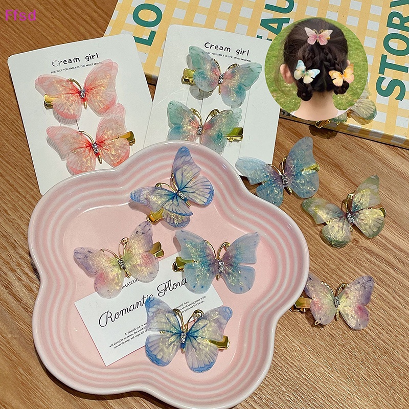 1 Cặp Kẹp Tóc Hình Bướm Dễ Thương Cho Bé Gái