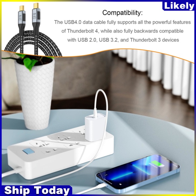 Dây Cáp Sạc Nhanh Usb 4.0 240w 40gbps 8k 60hz Hd Video Type-c 4.0 Đa Năng