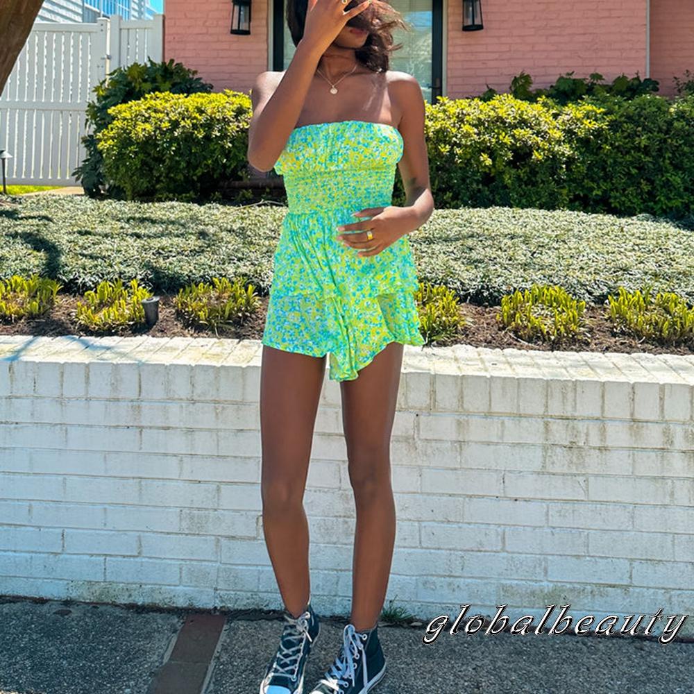 Đầm Hai Lớp Hở Lưng Dáng Ôm Họa Tiết Hoa Thời Trang Mùa Hè Cho Nữ