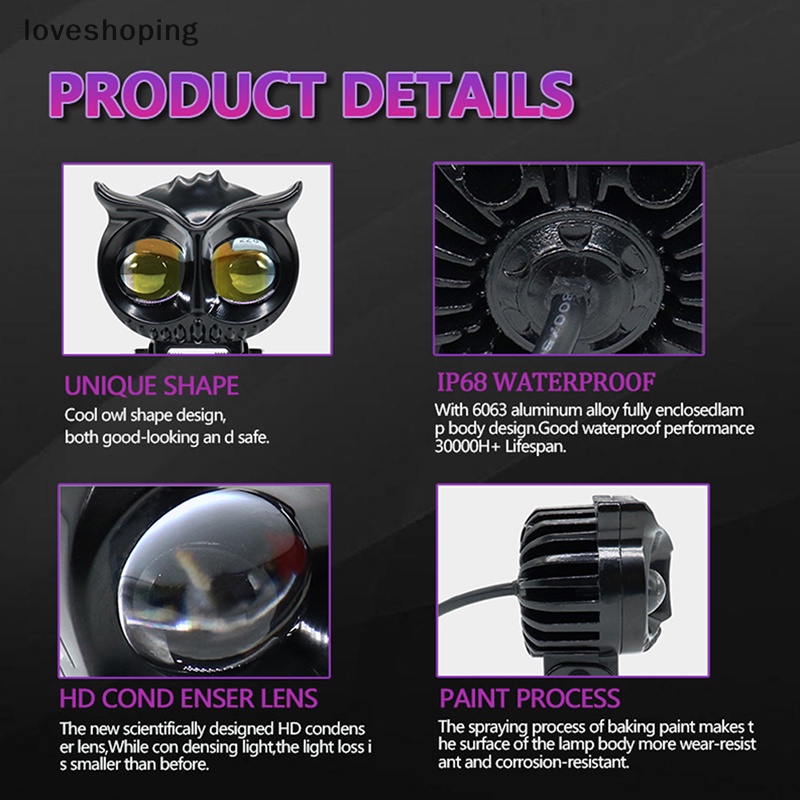 Đèn Pha led Hai Màu Trắng / Vàng Hình Cú Mèo Phong Cách Đường Phố / Xe Đạp / atv / Xe Hơi / Cửa Hàng atv