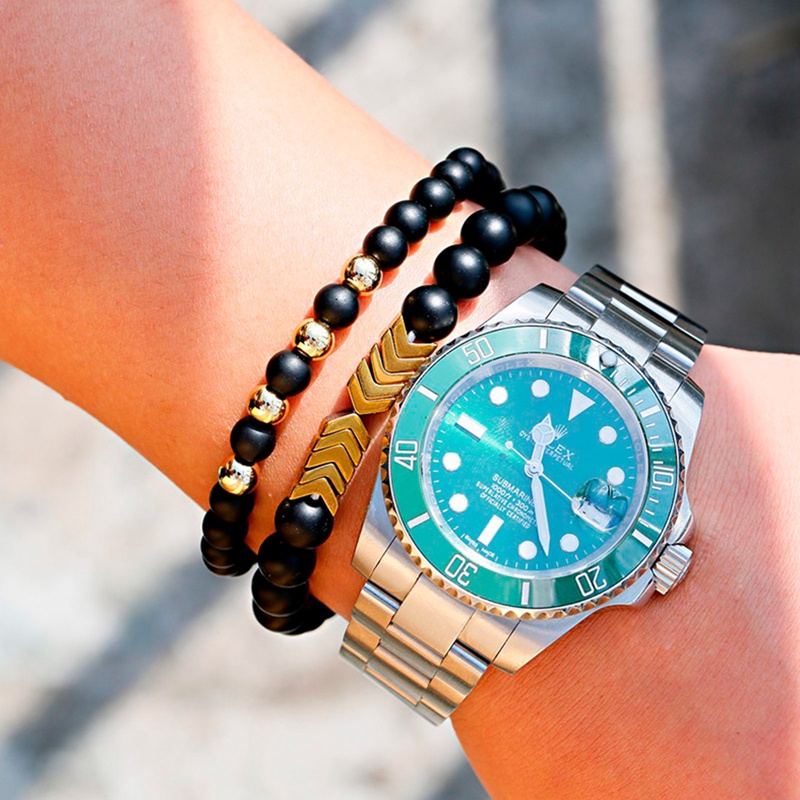 Ygt Vòng Tay Đá Hematite Phong Cách Châu Âu Cá Tính Cho Nam