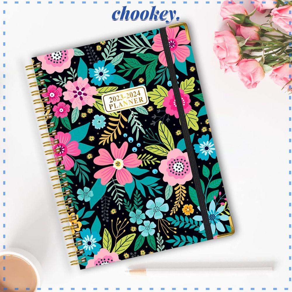 CHOOKEY Lịch Lên Kế Hoạch 2023-2024 Bằng Giấy Dày Co Giãn Họa Tiết Hoa Sắp Xếp Hàng Tuần Và Hàng Tháng Cho Văn Phòng