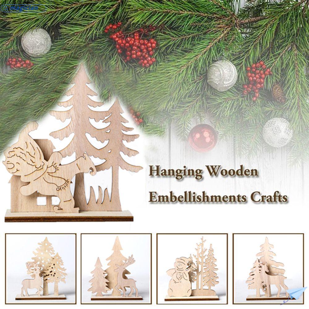 MAG 1 Bộ Đồ Trang Trí Giáng Sinh Bằng Gỗ Hình Người Tuyết Nai Sừng Tấm DIY