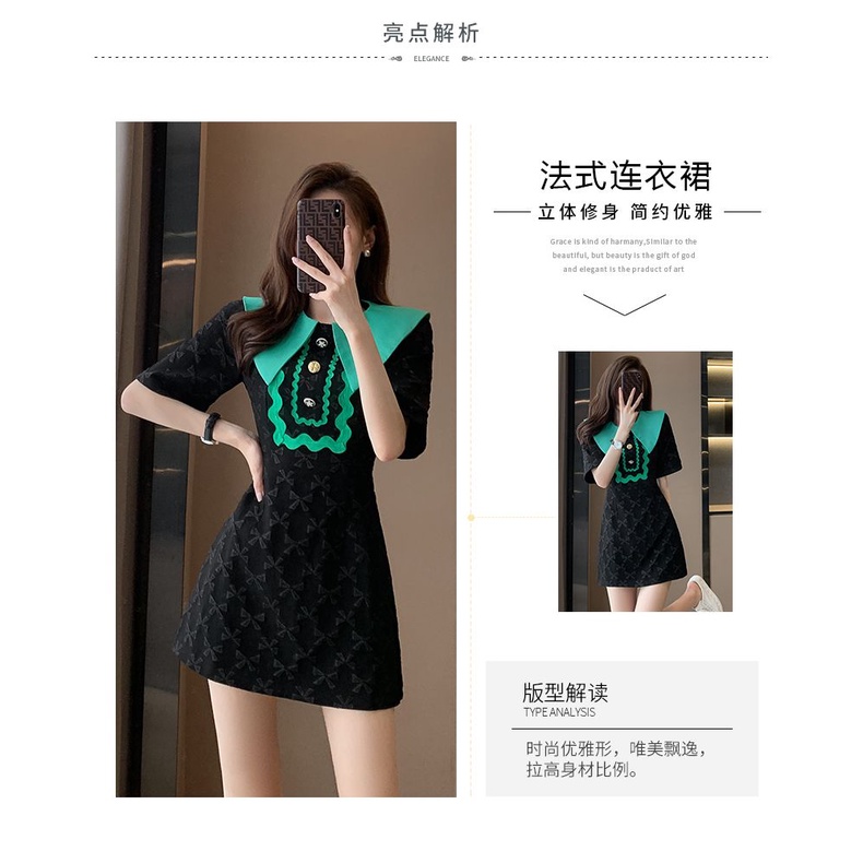 Đầm Đen Phong Cách Pháp Thời Trang Mùa Hè Cho Nữ