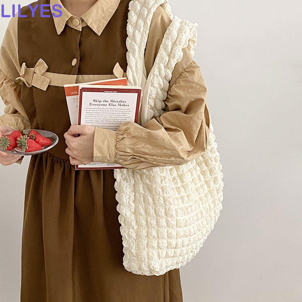 LILYES Túi Đeo Vai / Xách Tay Màu Trơn Cỡ Lớn Phong Cách Nhật Bản Thời Trang Cho Nữ