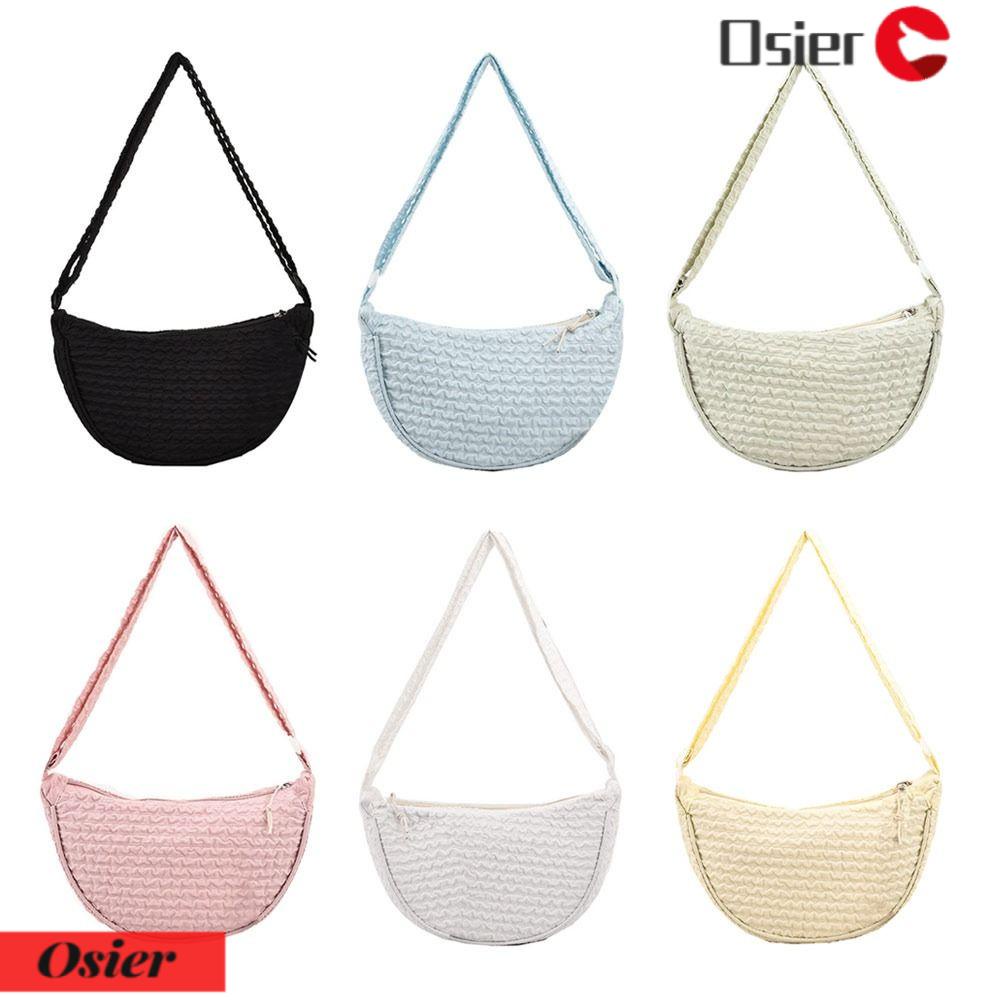OSIER1 Túi Đeo Vai / Kẹp Nách Mềm Màu Trơn Hình Bánh Bao Thời Trang Thể Thao