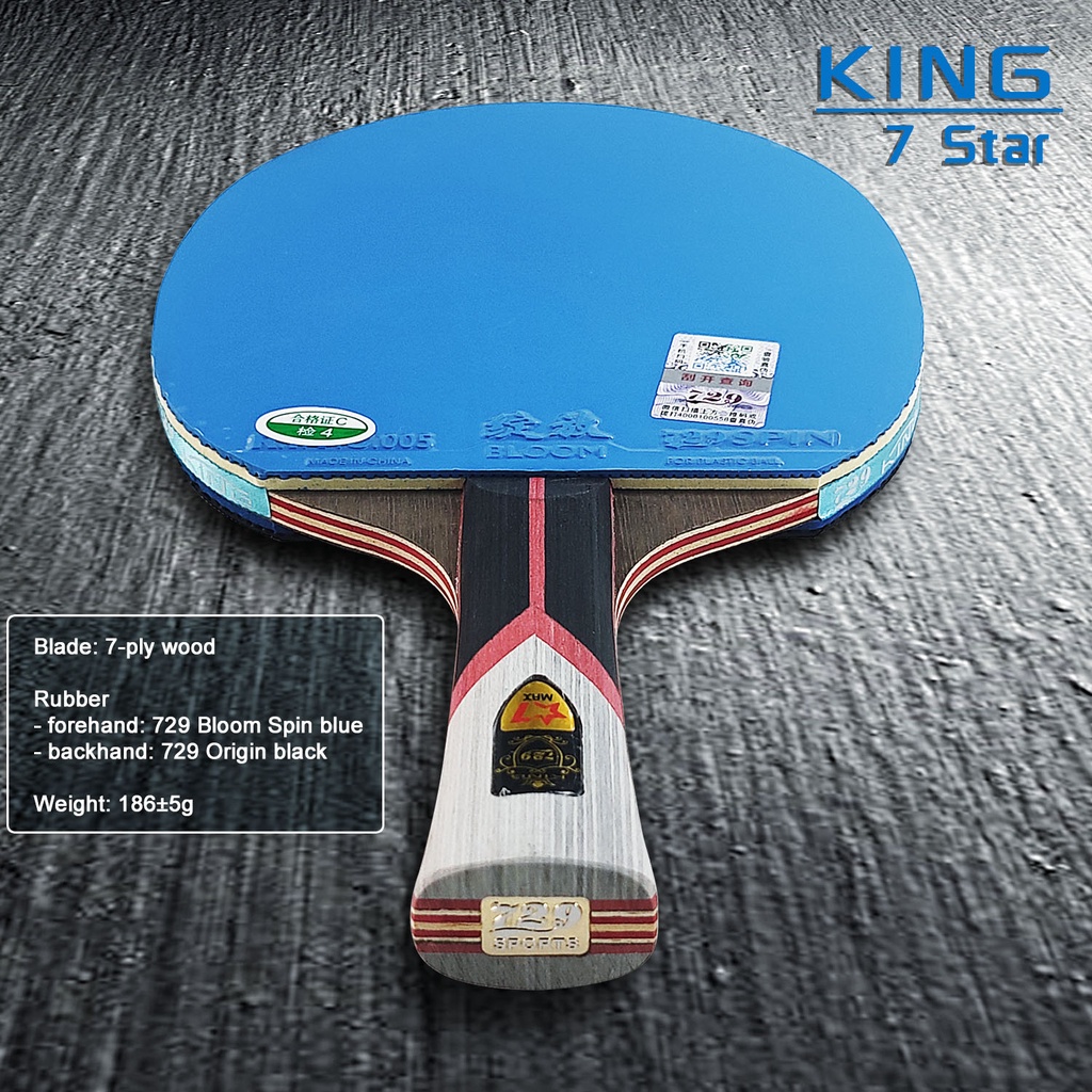 Vợt Bóng Bàn 729 King 6 / 7 Star Bằng Cao Su Dính Phong Cách Mới