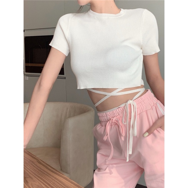 Nzn Áo Crop top Cắt Hở Eo Màu Nhuộm Hàn Quốc Cho Nữ