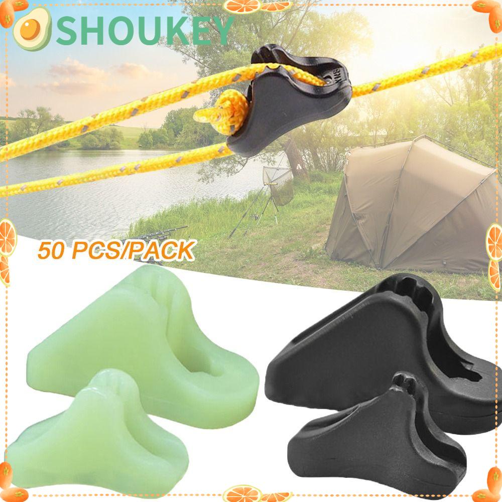 SHOUKEY Set 50 Khóa Dây Thừng Hình Tam Giác Bằng Nhựa Chống Trượt Màu Dạ Quang Cho Lều Cắm Trại