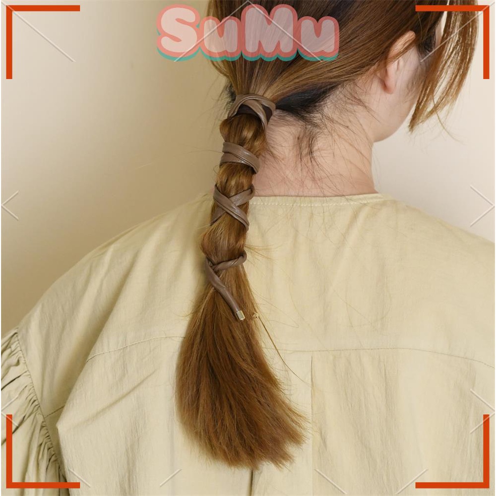 SUMU Dây Buộc Tóc Bằng Da Màu Cà Phê Dễ Sử Dụng