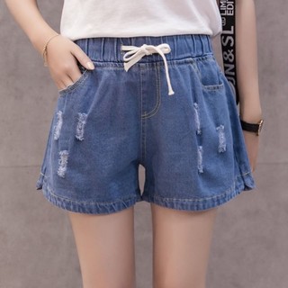 Quần short jean rách lưng thun phối thắt lưng co giãn thanh lịch giá rẻ xl dành cho nữ mặc trong văn phòng