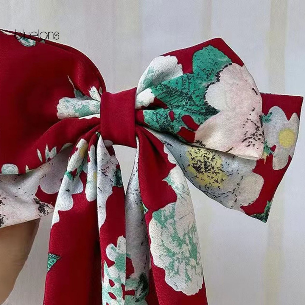 Kẹp Tóc Nơ Hai Lớp In Họa Tiết Hoa Xinh Xắn Dành Cho Nữ