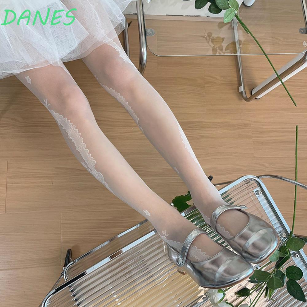 DANES Quần Tất Siêu Mỏng Xuyên Thấu In Họa Tiết Hoa Đơn Giản Dành Cho Nữ