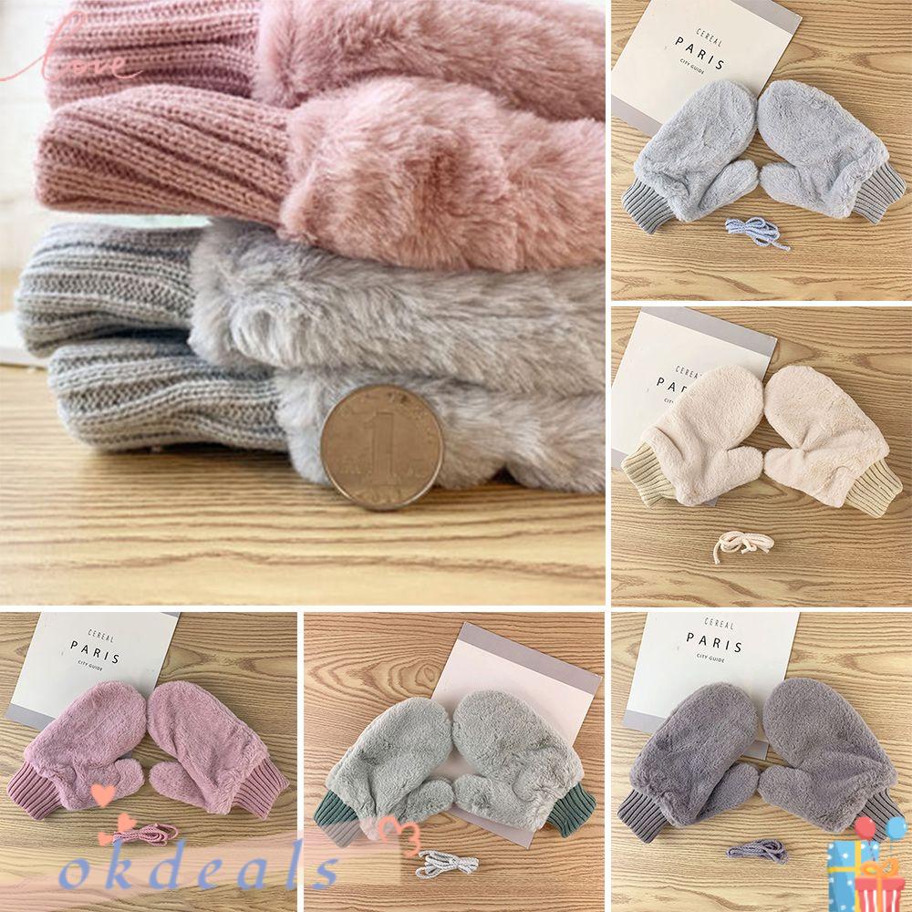 OKDEALS Găng Tay Lông Nhung Mềm Mại Màu Trơn Cho Nữ