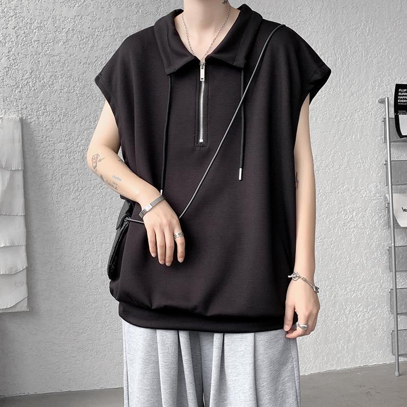 Áo Thun polo Sát Nách Có Khóa Kéo Phong Cách Thể Thao Thời Trang Mùa Hè Cho Nam