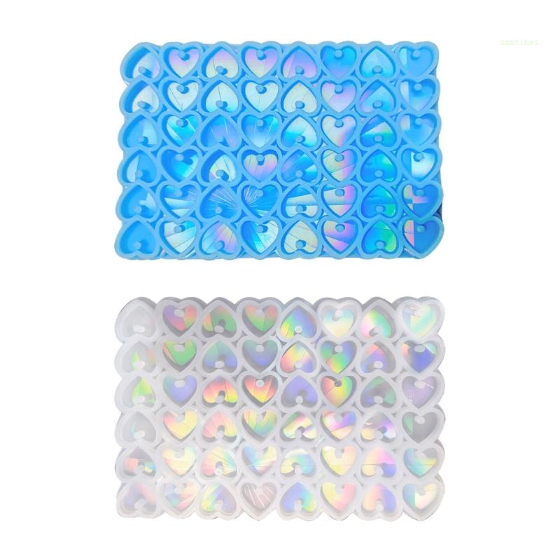 Khuôn Silicone Làm Mặt Dây Chuyền / Bông Tai DIY Hình Trái Tim Ánh Sáng Và Bóng