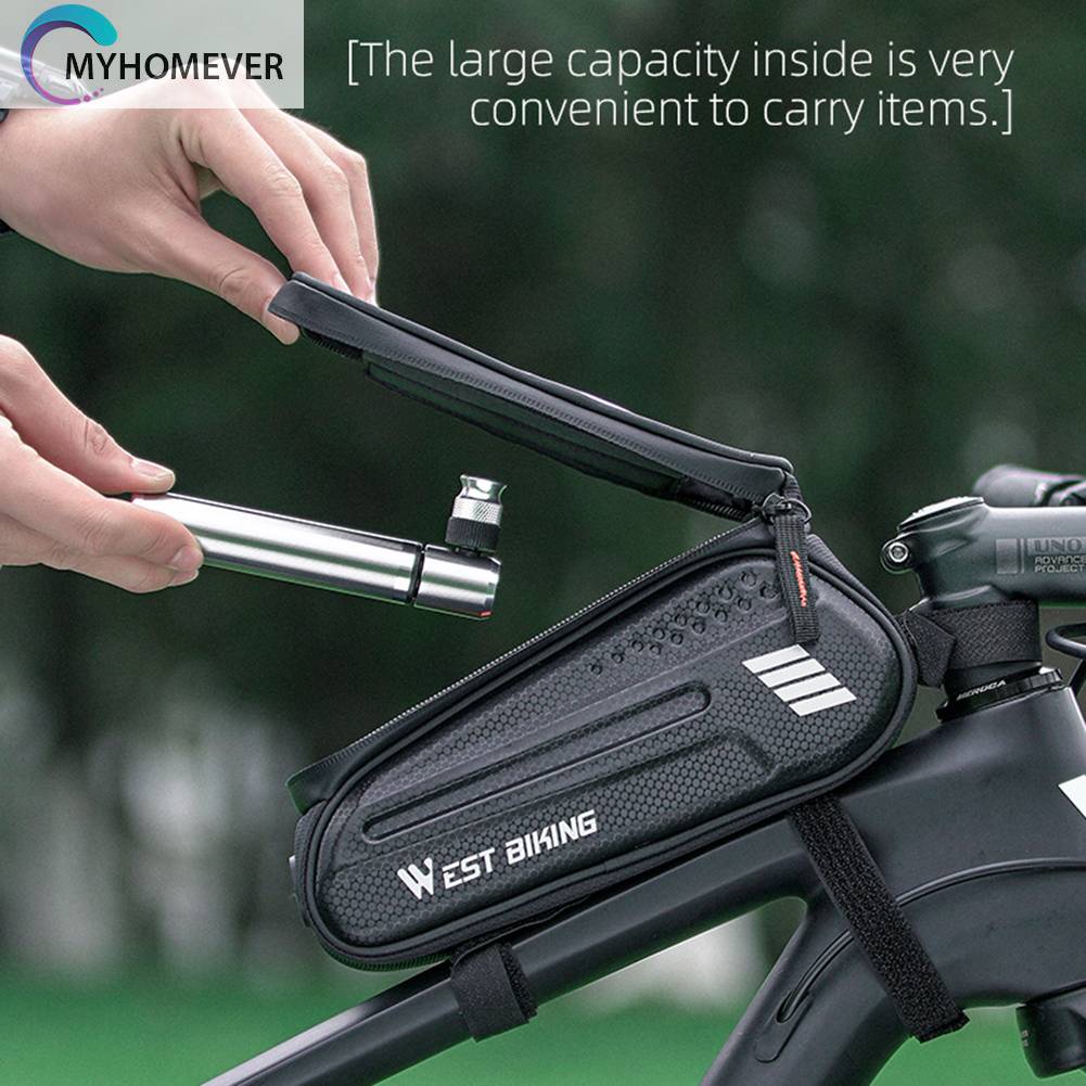 Túi Đựng Đồ Gắn Khung Xe Đạp Chống Nước Có Lỗ Tai Nghe 1.5L