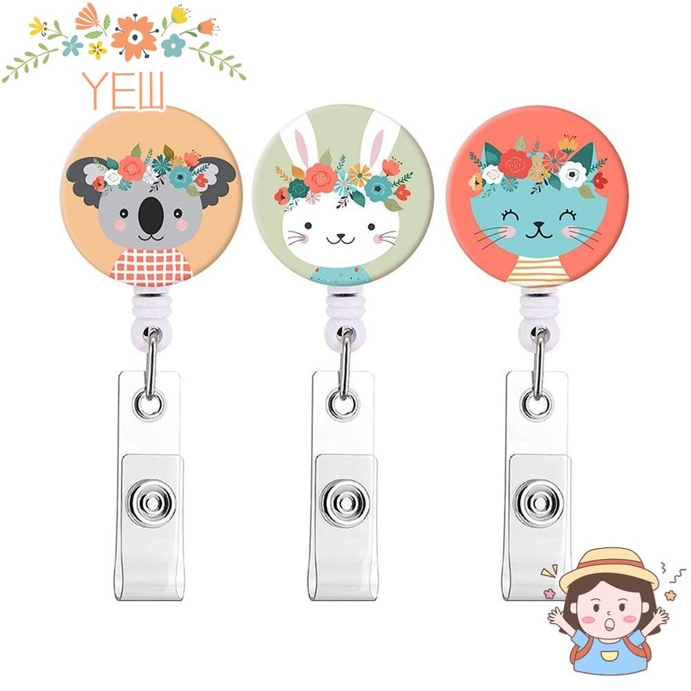 YEW Set 3 Móc Chìa Khóa Bằng ABS Hình Mèo / Thỏ Có Thể Thu Gọn Siêu Bền Cho Văn Phòng