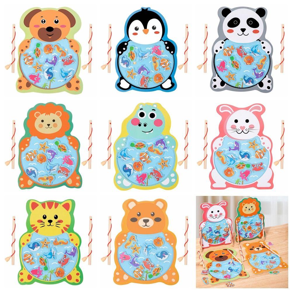 AVALENTINE Bộ Đồ Chơi Câu Cá / Thỏ / Gấu Trúc Hoạt Hình Bằng Gỗ Giúp Rèn Luyện Trí Não Cho Bé