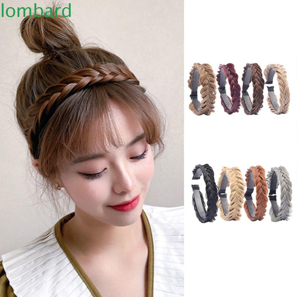 LOMBARD Cài Tóc Giả Thắt Bím Tóc Màu Đen Vô Hình Chống Trượt Thời Trang Cho Nữ