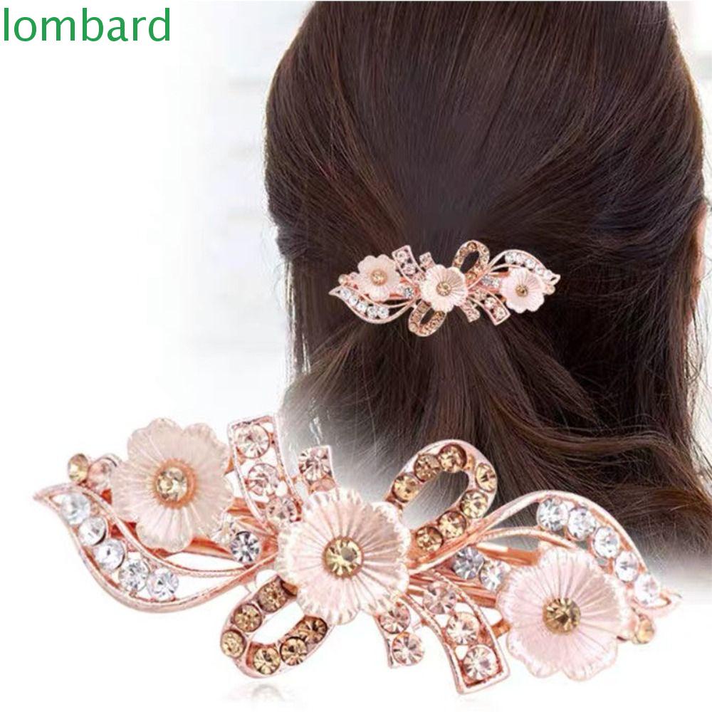 LOMBARD Kẹp Tóc Ngang Họa Tiết Hoa Vintage Thời Trang