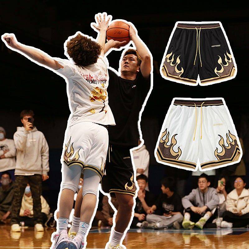 Unshackled American Flame Series Mesh Shorts Men's Asian Heavy Craft Quick-Drying Sports Basketball Shorts Yang Zheng HZQq