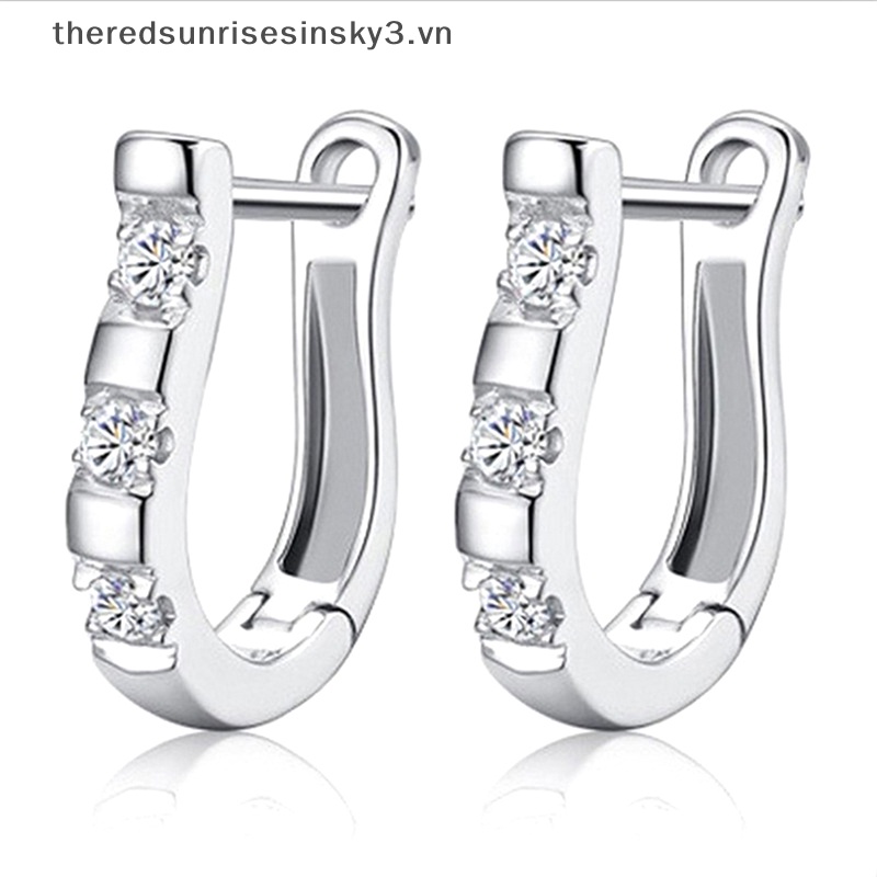 Bông Tai Mạ Bạc 925 Hình Mặt Ngựa Đính Đá Zircon Thời Trang