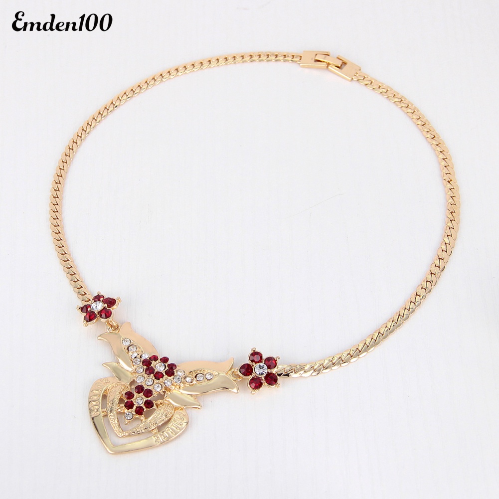 Bộ Trang Sức Họa Tiết Hoa Đính Đá Nhân Tạo Thời Trang Dành Cho Nữ