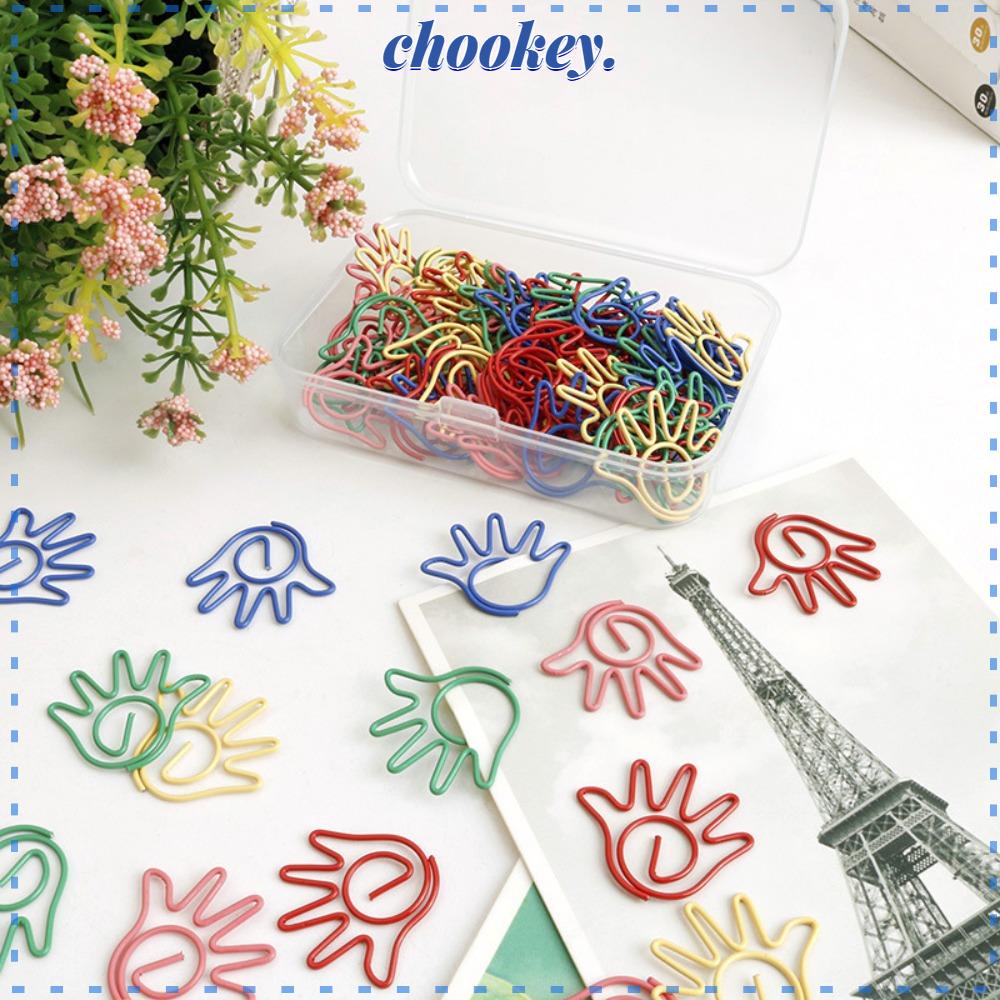CHOOKEY Kẹp Giấy Bằng Hợp Kim Thép Hình Bàn Tay Dễ Thương Nhiều Màu Sắc