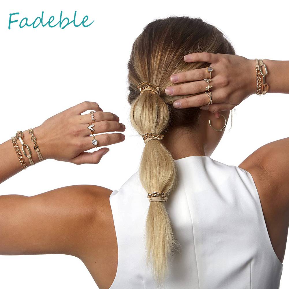 Set 3 Dây Cột Tóc Co Giãn 2 Trong 1 Thời Trang Cho Nữ