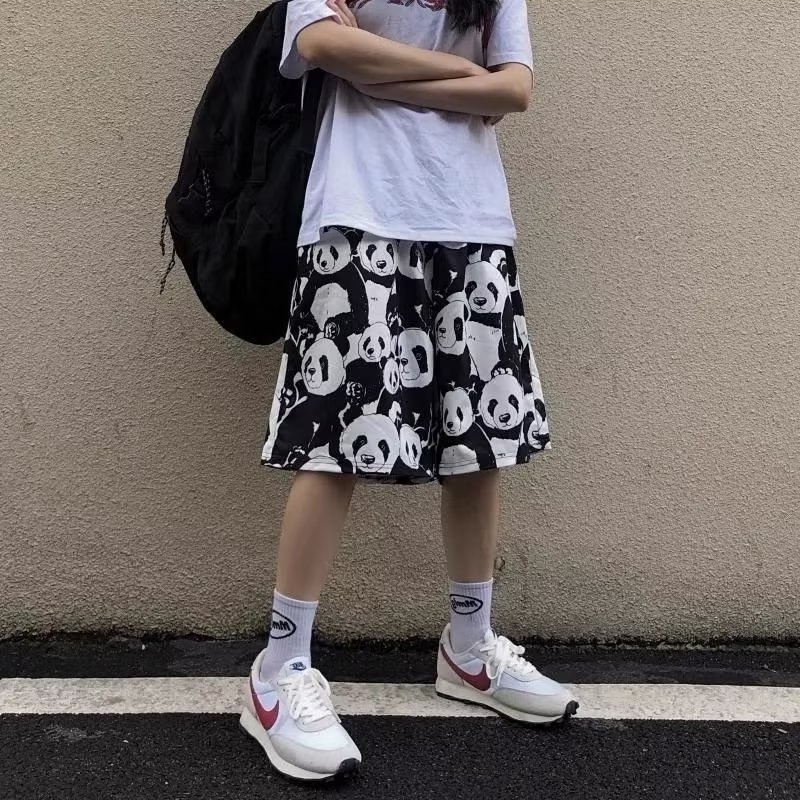 Quần Short Thể Thao Đi Biển Dáng Rộng Cỡ Lớn 150kg In Hình Gấu Trúc Thời Trang Mùa Hè Cho Nam Và Nữ