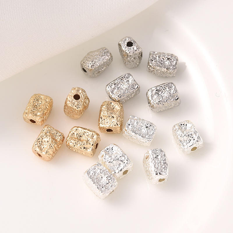 Set 10 Hạt Ngọc Trai Hình Vuông Bằng Đồng Mạ Vàng 14K Dùng Làm Vòng Tay Thủ Công diy