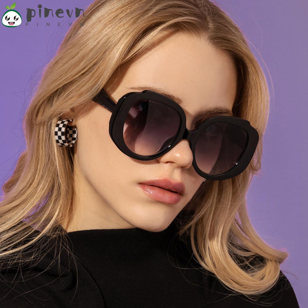 PINEVN Kính Mát Nữ Gọng Tròn Màu Hồng Cổ Điển