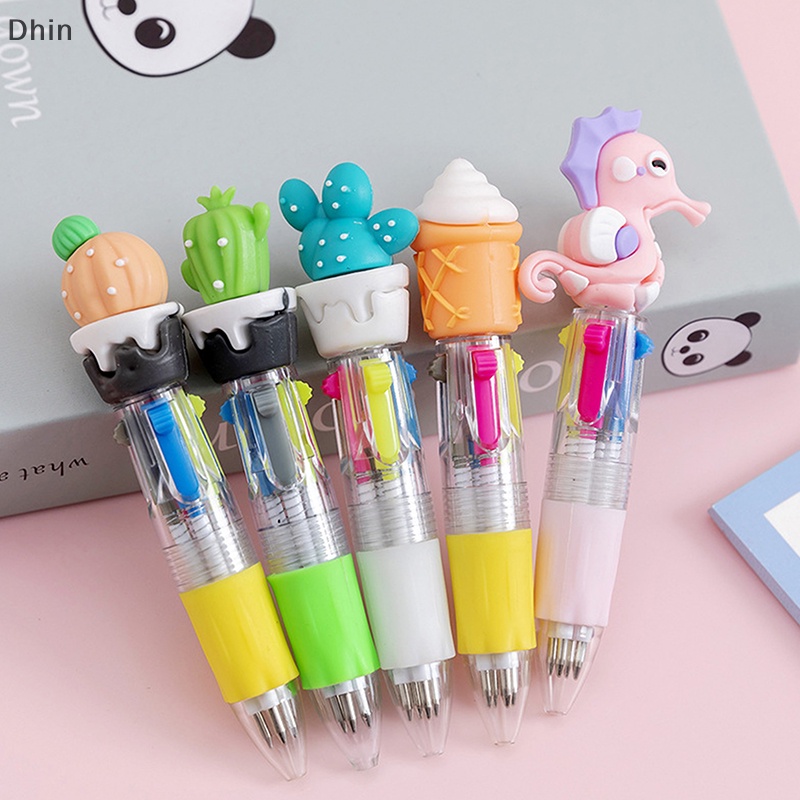 Bút Bi Mini 4 Màu Họa Tiết Động Vật Hoạt Hình Dễ Thương