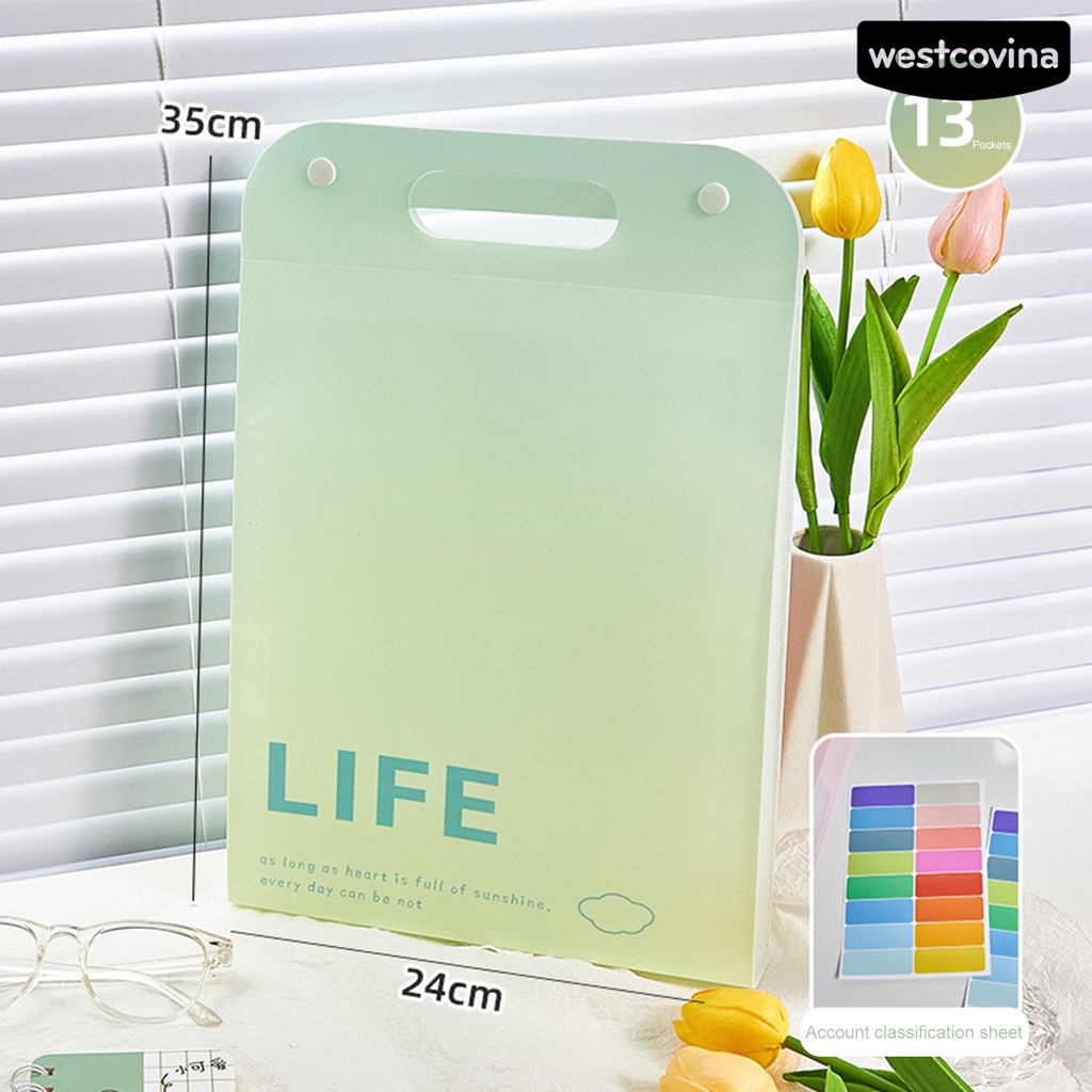 [WSTN]✎1 Bộ Bìa Đựng Tài Liệu Khổ A4 13 Ngăn Đa Chức Năng Tiện Dụng
