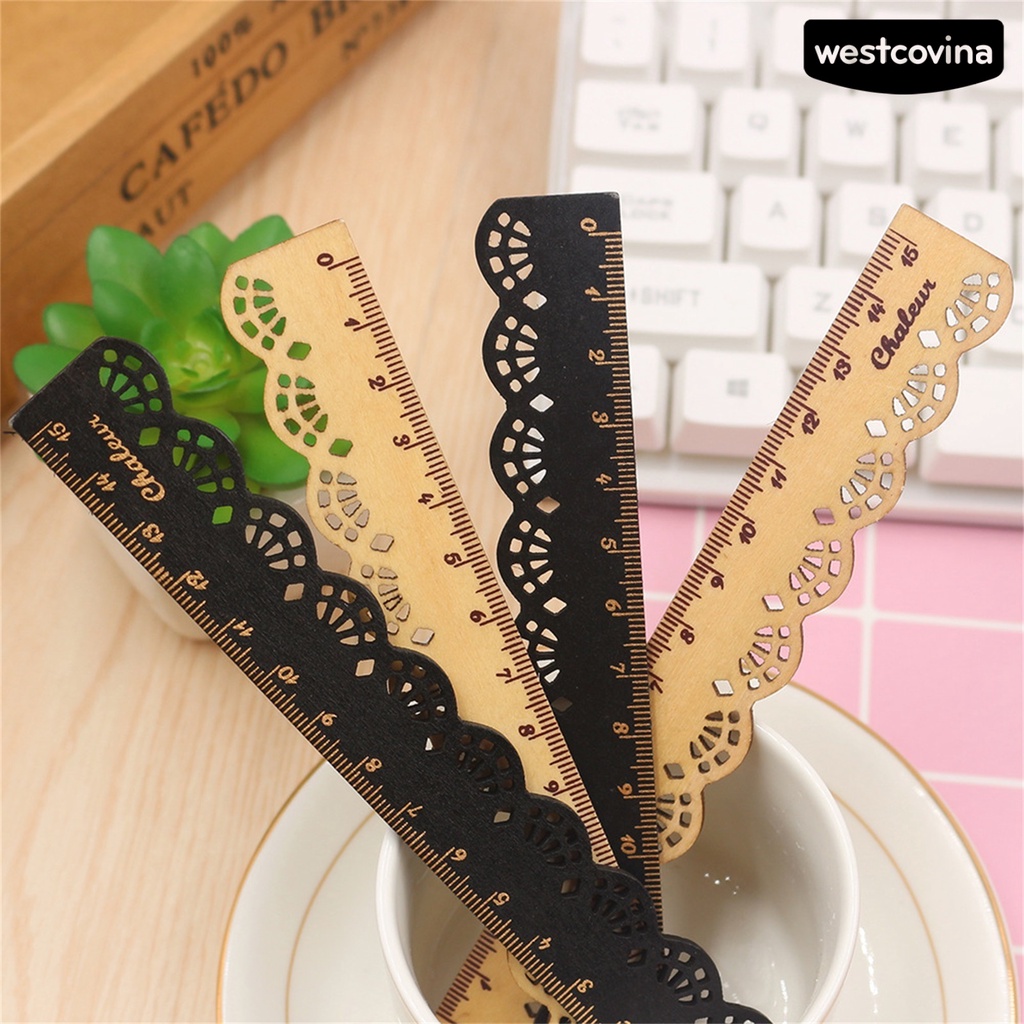 [WSTN] [WSTN]✎Set 2 Thước Gỗ Đo Lường Trong Suốt Thiết Kế Ren Cổ Điển Ngọt Ngào Cho Học Sinh