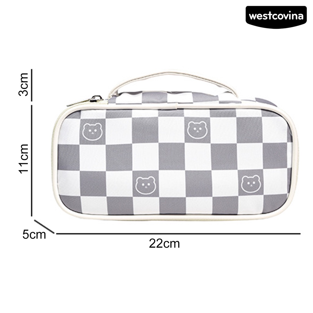 [WSTN]✎Túi Đựng Bút Bằng Vải Có Tay Cầm Và Khóa Kéo Phong Cách Cổ Điển