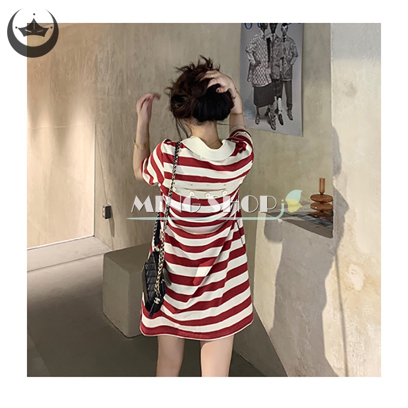 Đầm Dệt Kim Hai Dây Cổ Chữ V Họa Tiết Kẻ Sọc Thời Trang Mùa Hè Cho Nữ