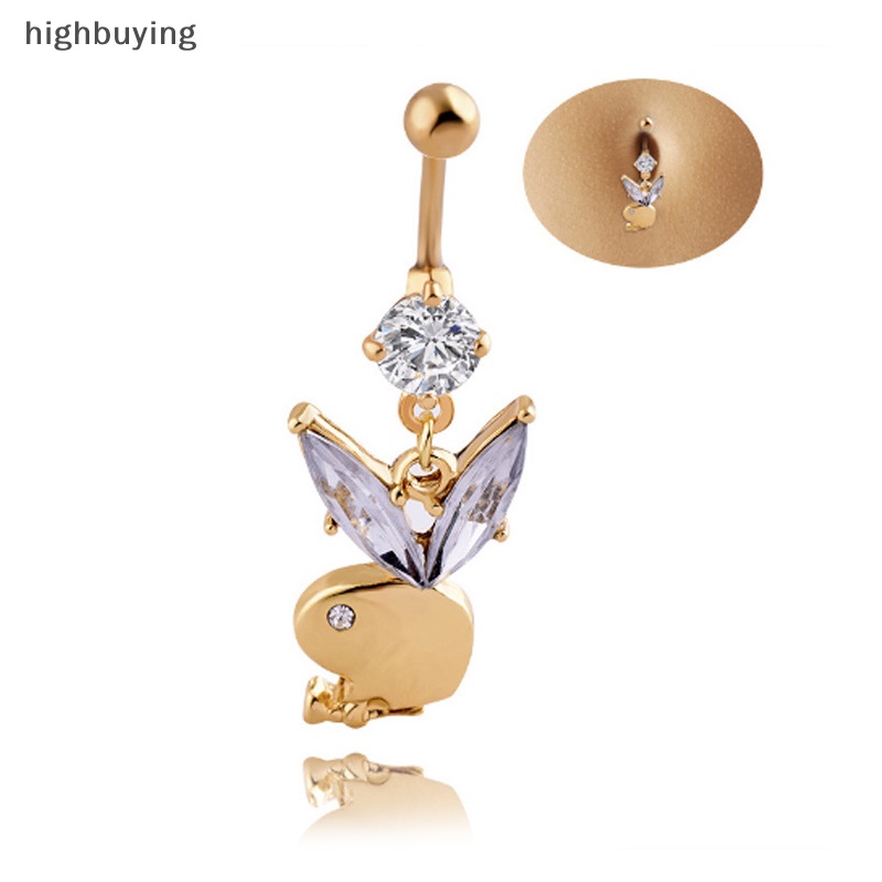 1 Khuyên RốN HìNh Thỏ ĐíNh Đá BằNg ThéP Y Tế Mới