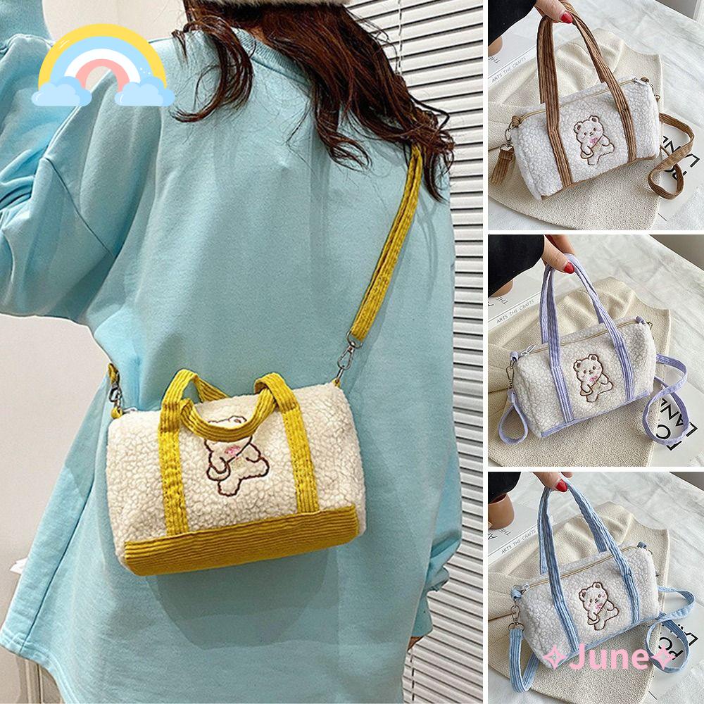 JUNE Túi Xách Len Cỡ Lớn Thiết Kế Xinh Xắn Cho Nữ