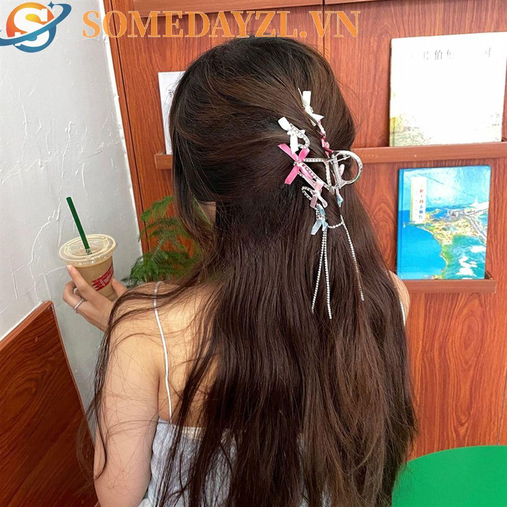 Kẹp Càng Cua Y2K Bằng Hợp Kim Đính Đá Và Nơ Dễ Thương Cho Nữ