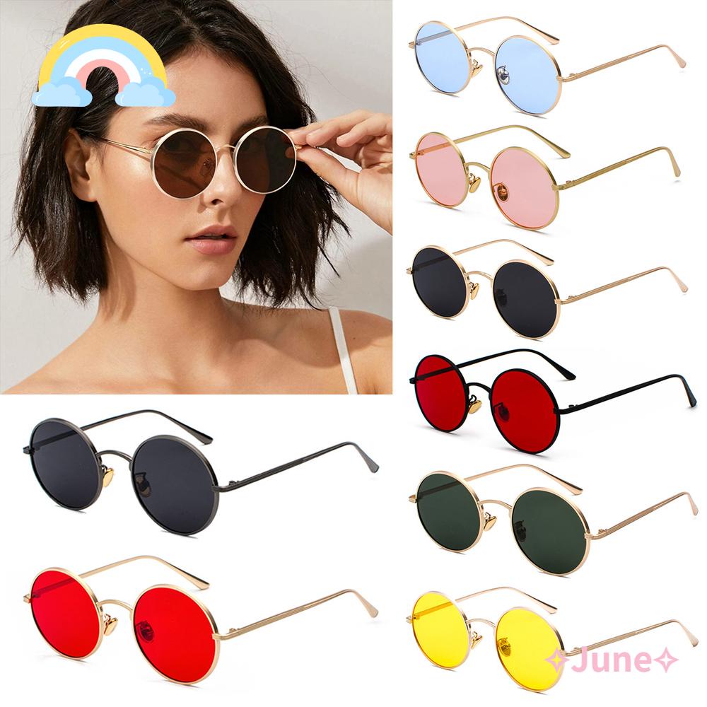 JUNE Kính Mát Tròn Gọng Kim Loại Chống Tia UV Thời Trang