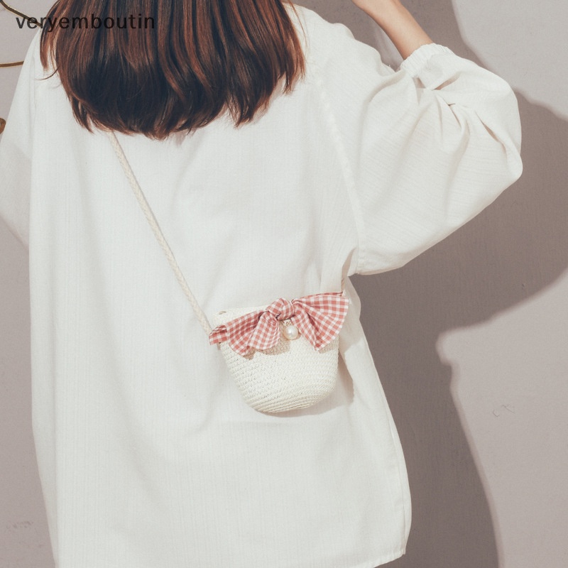 Túi Xách Công Chúa Đan Rơm Thủ Công Một Bên Vai Đựng Tiền Xu Tinh Tế in Họa Tiết Hoạt Hình Dễ Thương Cho Trẻ Em n