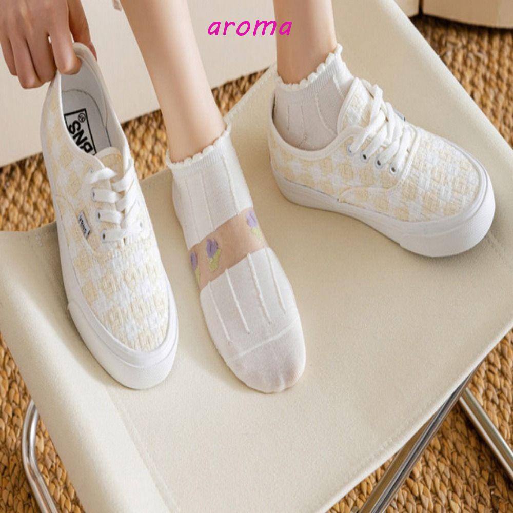 Vớ Lụa Trong Suốt Thấm Hút Mồ Hôi Thoải Mái Thêu Hoa