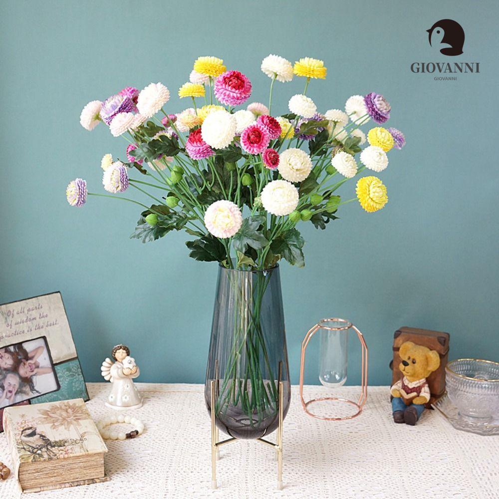 GIOVANNI Hoa Cúc Nhân Tạo 5 Đầu 5 Bông Bằng Lụa Dẻo Trang Trí Nhà Cửa