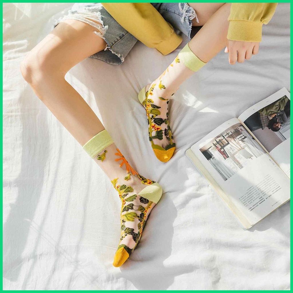 Đôi Vớ Thoáng Khí Thêu Hoa 3D Dành Cho Nữ