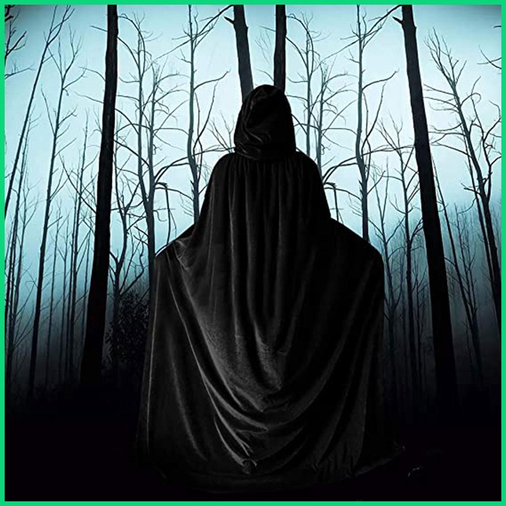 Áo Choàng Nhung Dài Có Mũ Trùm Đầu Hóa Trang Halloween Giáng Sinh