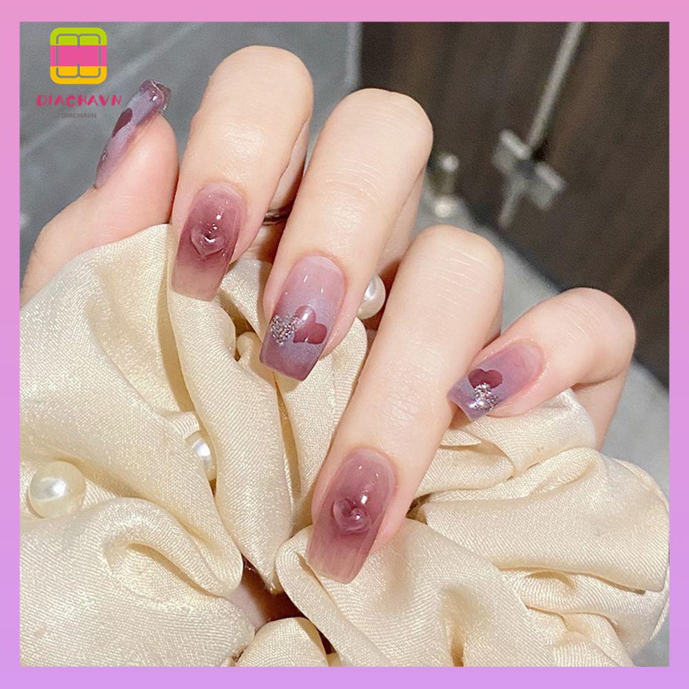 DIACHAVN Hộp 24 Móng Tay Giả Che Phủ Toàn Diện Đầu Vuông