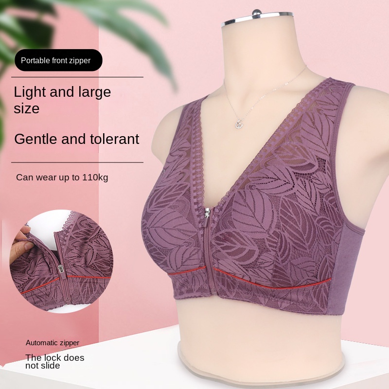 Áo Ngực cotton Mềm Khóa Kéo Trước size Lớn 36-52 Cho Phụ Nữ Trung Niên
