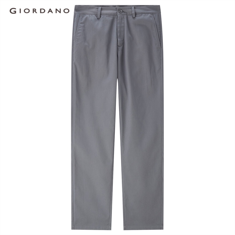 Quần Dài Lưng Cao 3 Tấc Màu Trơn Phong Cách Đơn Giản Thời Trang Cho Nam GIORDANO 01113066